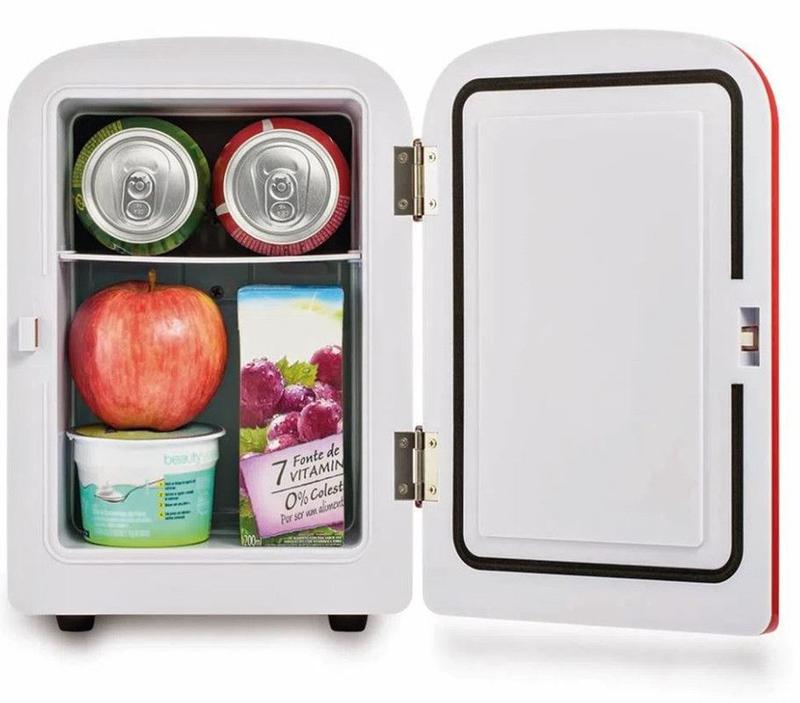 Mini Geladeira Multilaser Retro Trivolt 4L Vermelha - TV007 - Mini